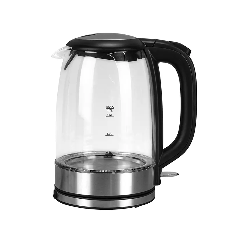 Factory Price Electric Glass Kettle Hot Water Fast Boiler Tea Maker Blue LED Light 1.7L Glass Kettle With UK Strix controller