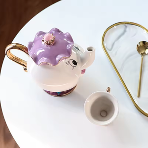 Groothandel Op Maat Gemaakte Print Geschilderde Schoonheid En Het Beest Porseleinen Set Cartoon Olifant 3d Theekop Theepot Keramische Koffiemok - Product Image 3