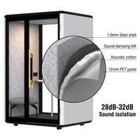 Cabine de réunion insonorisée moderne pour 2 personnes, structure en alliage d'aluminium, réduction du bruit de 28 dB, cabine privée portable