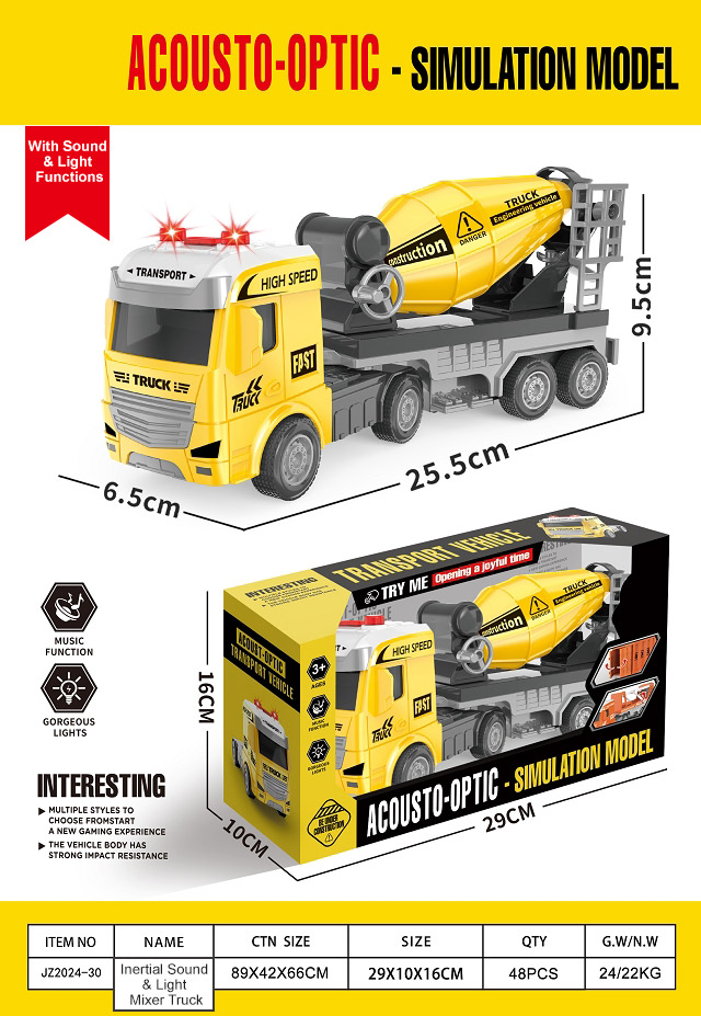 Camion malaxeur JZ2024-30 avec batterie AG13*3-Boîte de présentation