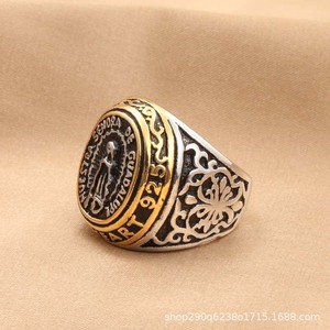 Men's Stainless Steel Goddess <b>Ring</b> 925 Silver Gold Plated Retro Punk Style Fashion Jewelry Gift for Him - Product Image 4