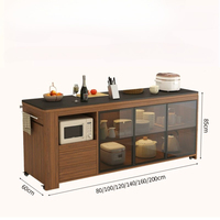 Îlot de cuisine en bois massif avec comptoir - Meuble de cuisine autoportant et mobile, table d'îlot de cuisine, meuble d'appoint pour salle à manger, comptoir de préparation