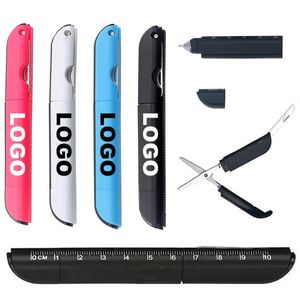 Bolígrafo Multifunción 4 en 1 Personalizado con Tijeras Plegables, Navaja de Bolsillo y Regla Integrada para Oficina, Escuela y Empresa - Product Image 1