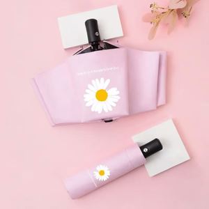 Parapluie automatique en plastique pour adultes, parapluie soleil et pluie, imprimé de petites marguerites - Product Image 3