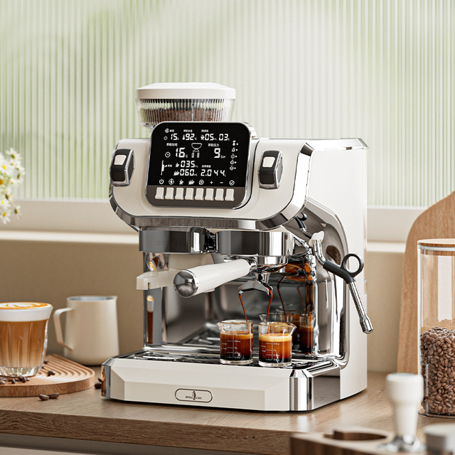 China Cafetera 110v 15 bar Self Heating Coffee Maker Espresso Machine with Grinding Function