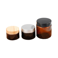 100g Kosmetik glas aus flachem Bernstein glas mit silbernen Schraub deckeln 50ml Gesichts creme und Gesichts masken behälter für den Siebdruck