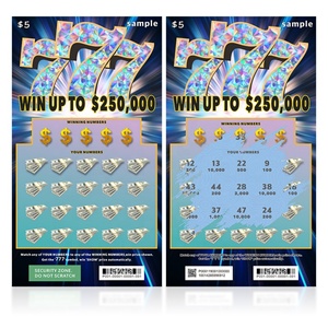 Boletos de Lotería Personalizados 777 Winning, Premio Grande, Efecto Láser Brillante, Diseños de Muestra, Impresión en Pantalla - Product Image 1
