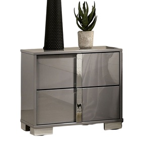 Modern <b>Light</b> Taupe Bedside Table Chrome Legs Nightstand Bedroom Furniture - Product Image 4