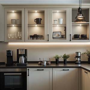 Armoire de cuisine modulaire moderne de luxe avec portes en bois massif de chêne Mini grand rangement pour l'hôtel - Product Image 6