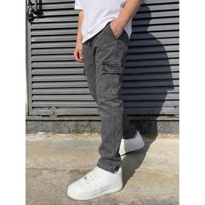 Jean Cargo Homme FOXA en Denim Extensible, Taille Élastique avec Cordon de Serrage, Coupe Décontractée, Vêtement Décontracté, Coton Mi-Lourd Respirant - Product Image 5