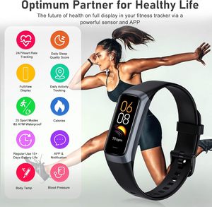 Fitness Tracker Spurkey Monitoraggio Continuo di Frequenza Cardiaca, Ossigeno nel Sangue, Sonno, Contapassi, Calorie, Pressione Sanguigna IP68 Smart - Product Image 2