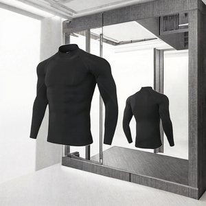 Cl060 người đàn ông của phòng tập thể dục Pro thể thao dài tay áo T-shirt với Mùa Thu/Mùa Đông tập thể dục chạy Stretch tốc độ - Product Image 2