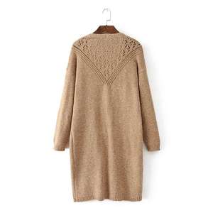 Cárdigan largo de manga larga para <span class=keywords><strong>mujer</strong></span>, suéter tejido con bolsillos, cárdigans para otoño e invierno, 2021 - Product Image 5