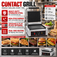 Grill électrique commercial de haute qualité, en acier inoxydable, pour panini et sandwichs, machine à griller BBQ 220V pour usage en restaurant