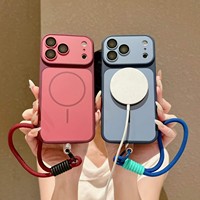 Coque de téléphone magnétique avec sangle de chargement sans fil pour iPhone 18 Pro Max, 17 Air, 16, 15, 14 Plus, 13, 12, 11