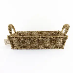 hand made natural material Water hyacinth grass baskets with lid for gifts packaging empaty