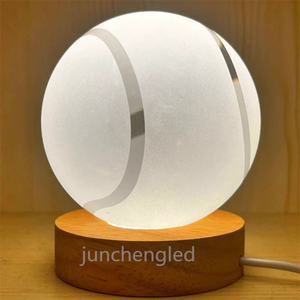 3D Football Crystal Ball Night <strong>Light</strong> <strong>Wooden</strong> Base Dimmable 3.15 Inch Planet <strong>Model</strong> Nightlight Science Astronomy Learning Toys - Product Image 5