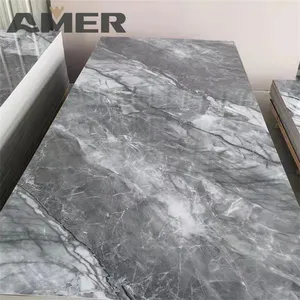 3D Printing Embossed UV Protective High Glossy Waterproof Washable Wall Panel Plastic PVC Marble Sheet For Background Wall Panel