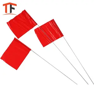 PVC非粘着性鮮やかな色の濃い赤のマーキングフラグ4x5インチワイヤーフラグマーク