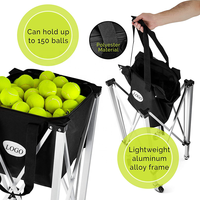 Chariot pliable pour ramasser les balles de tennis, chariot pratique en acier pour balles de tennis avec roues universelles pour le football et le tennis