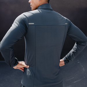 Venta al por mayor de poliéster de secado rápido de manga larga Deportes Quarter Zip Top Mens Custom Logo Camisa de compresión con rayas reflectantes - Product Image 1