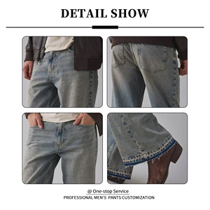 Jean délavé gris décontracté vintage pour homme YUCE, coupe évasée, personnalisable, vente en gros, jean évasé classique - Product Image 3