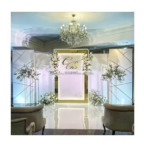 Luxury Wedding Decoration Acrylic Background Frame White Wedding Square Arch Backdrop Stand