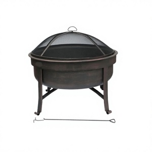 Iron Fire Pit With Stand And <b>Mesh</b> <b>Wire</b> Cover Highest Quality Round Shape Outdoor Fireplace Fire Pit At Good Prices - Product Image 1