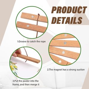 Cornici in Legno con Gancio Magnetico per Kit di Appendimento Poster in Teak per Pareti, Mappe, Stampe, Foto, Quadri e Opere d'Arte su Tela - Product Image 3