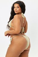 OEM personnalisé maillots de bain tissu éponge triangle forme Arc-En-Ciel impression ficelle fine licou string Brésilien style bikini