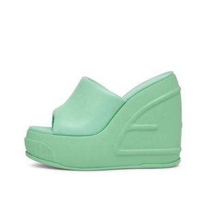 High Wedges Heel Thick-Soled Sandals Slippers Solid Color Slides Females Women Peep Toe Platform Heightening <b>Shoes</b> - Product Image 2