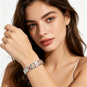 Pulsera de Charms Italiana de Acero Inoxidable con Baño de Platino, con Diseños de Perros, Gatos, Frutas, Emojis Divertidos, Regalo Personalizado de Moda DIY - Product Image 5
