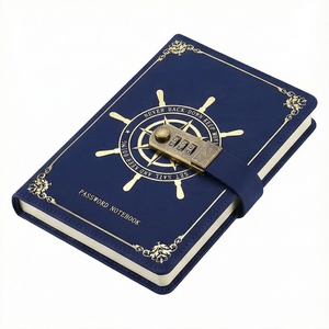 Journal secret à cadenas nautique, bleu marine, cuir de qualité supérieure, confidentialité, mot de passe secret, carnet avec cadenas à combinaison - Product Image 3