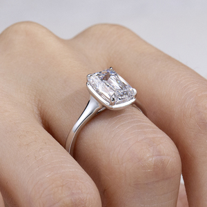 Anillo de Compromiso Messi Jewelry MSR-2111 con Diamante Cultivado en Laboratorio y Esmeralda de 18k - Product Image 4