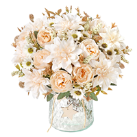 Fleurs artificielles faites à la main ODM, bouquet mixte blanc crème, rose moderne, respectueux de l'environnement, décoration de table, décoration de la maison, réutilisable