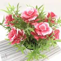 7 Köpfe künstliche Rose Blume Topf Mini gefälschte Bonsai Pflanze Home Office Dekor AU