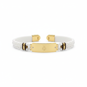 Bracciale in Acciaio Placcato Oro con Perline Bianche, Diamanti, Agate e Perle, Stile Geometrico Religioso per Feste e Anniversari - Product Image 2