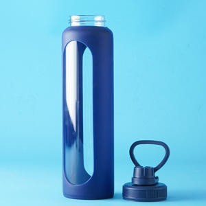 Bouteille d'eau en verre de grande capacité de 32oz 1000ml 1 litre bouteille d'eau en verre borosilicaté cruche d'eau réutilisable avec manchon en silicone - Product Image 5