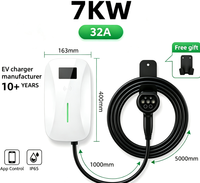 Borne de recharge murale 7 kW 32 A triphasée Type 2 pour VE, contrôle par application 4G, affichage LCD, station de charge rapide AC domestique, certifiée CE