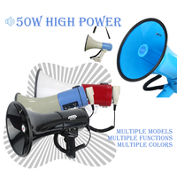 Megáfono Portátil USB ER-66S de Alta Potencia de 50 W, Altavoz de Mano Recargable con Alarma, Grabación, Sirena para Animadores