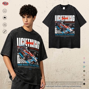 Vintage Acid Wash <b>Red</b> Blue Color Block Racing Print Designer T-<b>shirt</b> High Street Streetwear <b>Oversize</b> Short Sleeve - Product Image 6