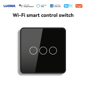Interruptor táctil inteligente <span class=keywords><strong>de</strong></span> 86 tipos 1/2/3/4 vías con marco <span class=keywords><strong>de</strong></span> plástico y cristal, WiFi, Zigbee, control remoto por voz, interruptor <span class=keywords><strong>de</strong></span> pared para hotel, villa, hogar. - Product Image 1