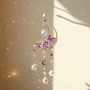 Suncatcher kristal ay güneş yakalayıcı rüya yakalayıcılar kristaller gökkuşağı yapımcısı şifa ametist güneş yakalayıcılar bahçe dekoru - Product Image 6