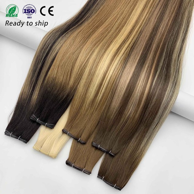 Fasimei Double Drawn Remy Human Hair Extensions Virgin Hair Weft Straight Style Overnight Shipping Soft and Genius Weft