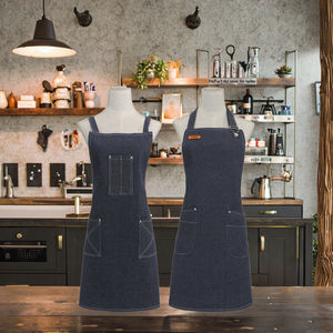 Tablier de <span class=keywords><strong>cuisine</strong></span> en denim pour adulte avec poches, logo personnalisé, polyester, multifonction, pour chef cuisinier à domicile - Product Image 6