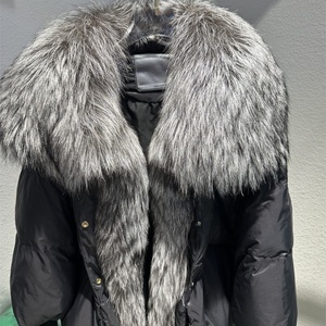 <span class=keywords><strong>Abrigo</strong></span> de invierno informal para mujer con Cuello de piel esponjoso generoso Nuevas tendencias de moda Chaqueta corta de plumón de pato blanco cómodo - Product Image 2