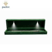 Boîte à Collier de Luxe à Charnière Paclov avec Lumière LED, Ensemble d'Emballage de Bijoux en Velours pour Chaîne de Collier, Vente en Gros