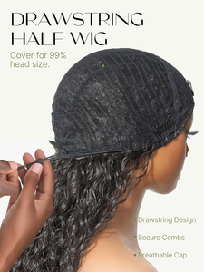 Perruque mi-longue bouclée à 200% de densité, 3 en 1, ondulations shaggy, <span class=keywords><strong>cheveux</strong></span> humains avec cordon de serrage, perruque sans colle, bandeau, prête à porter pour femmes - Product Image 4