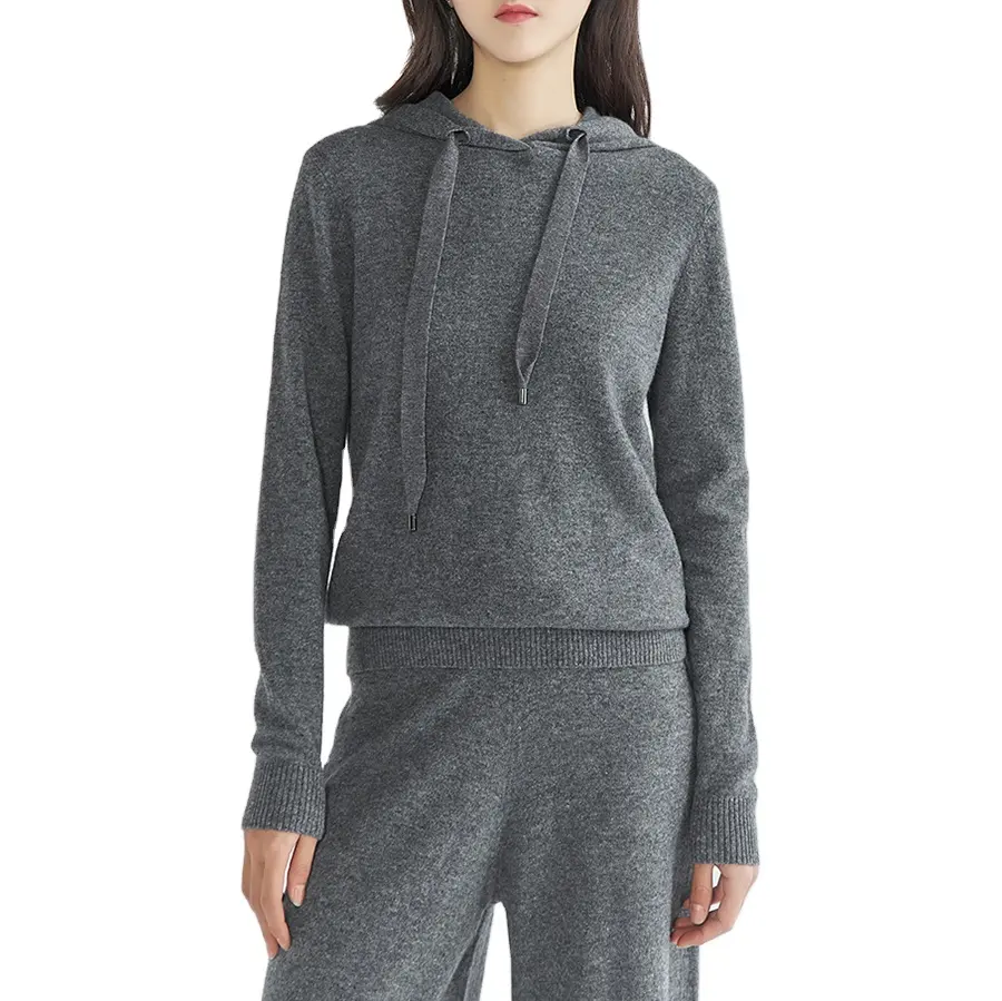 Soft and comfortable hooded long sleeve women knitted sweater