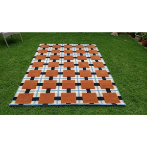Modern Geometric Pattern Area <b>Rug</b> Rectangle Orange <b>Black</b> White Flat Weave Rubber Backing Living Room Use - Product Image 4